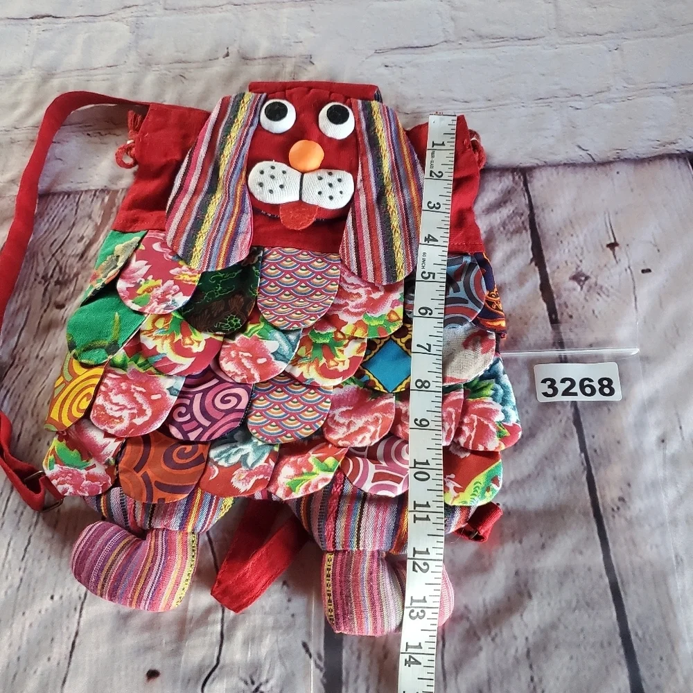 Handmade Novelty Patchwork Dog Backpack Multicolor Fabric Small